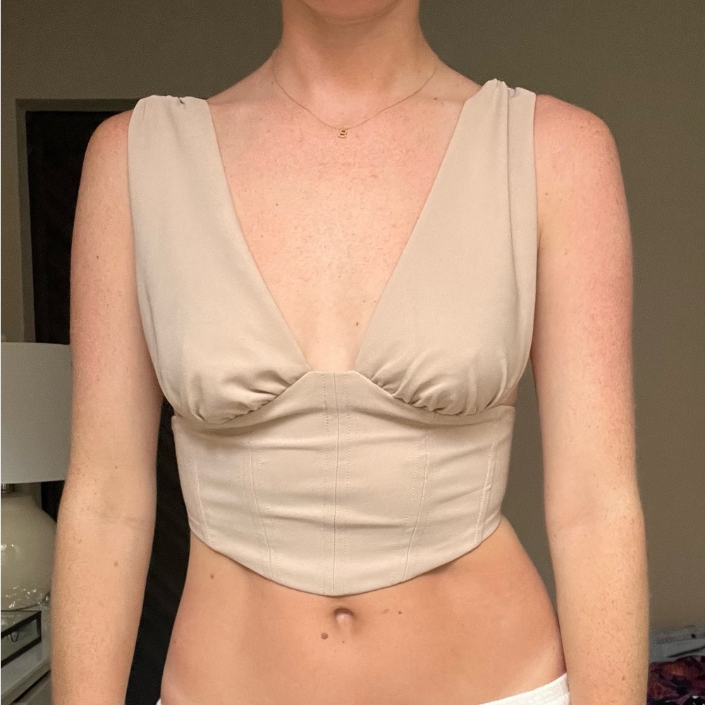 Tan corset crop top